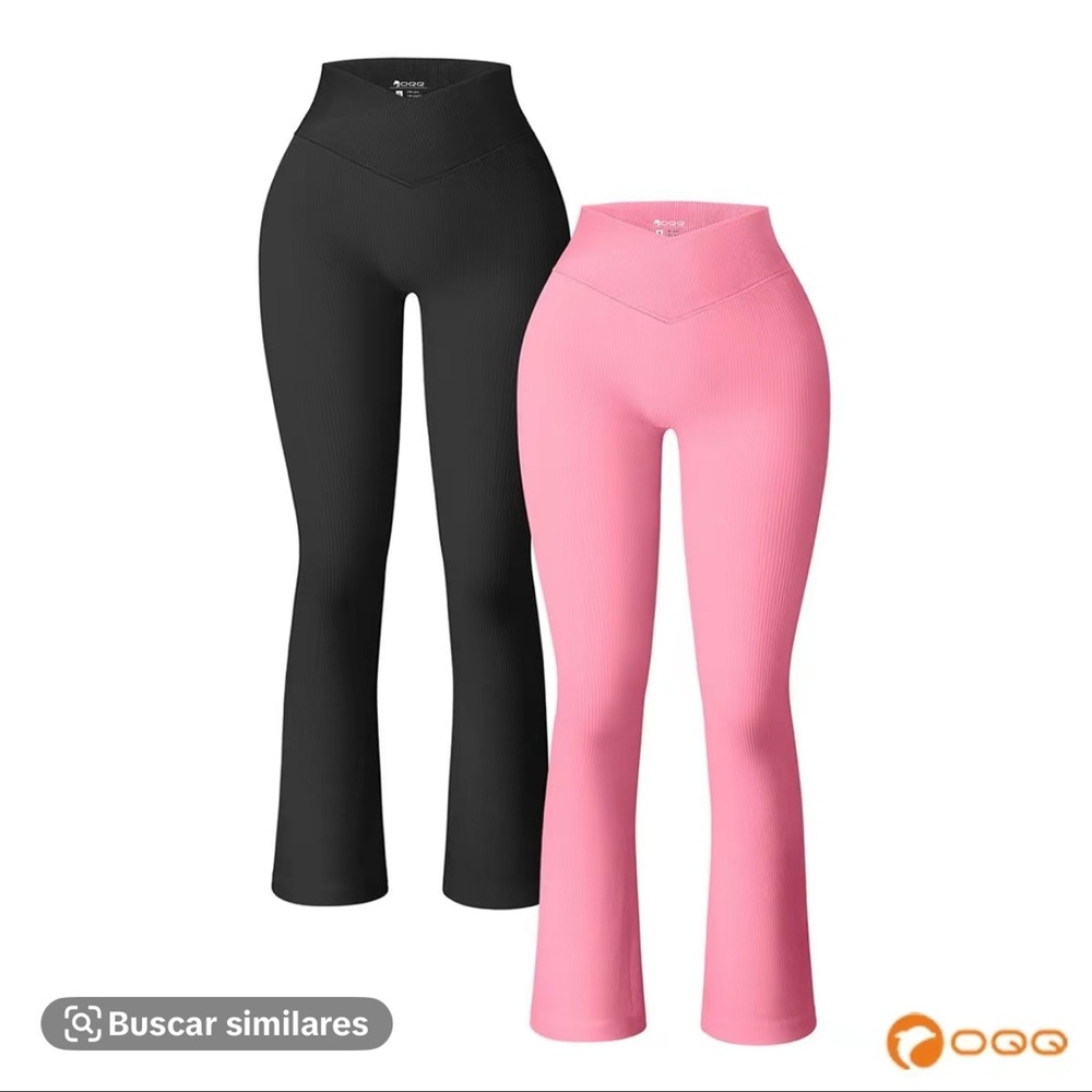 Women's Black and Pink Pants Set
